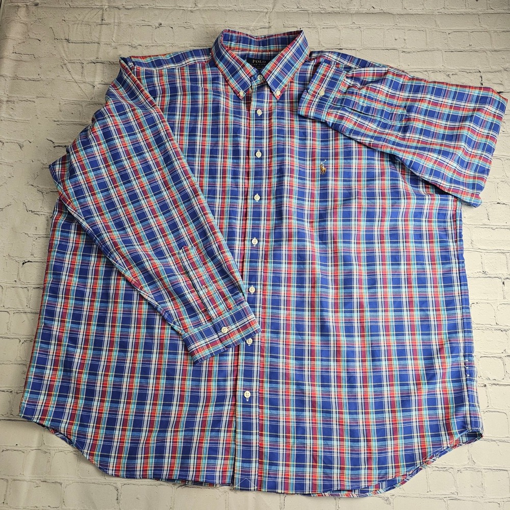 Polo Ralph Lauren Performance Plaid Button Down Shirt Men's 2XB Pony